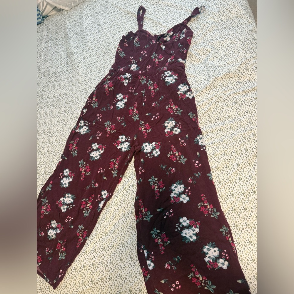 Floral Burgundy Jumpsuit